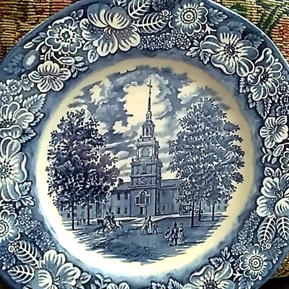 Antique Liberty blue Staffordshire plate